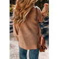thumbnail image 3 of a.Jesdani Stylish V-Neck Eyelet Sweater: Dark Brown, Drop Shoulder, Must-Have Fashion!, 3 of 8