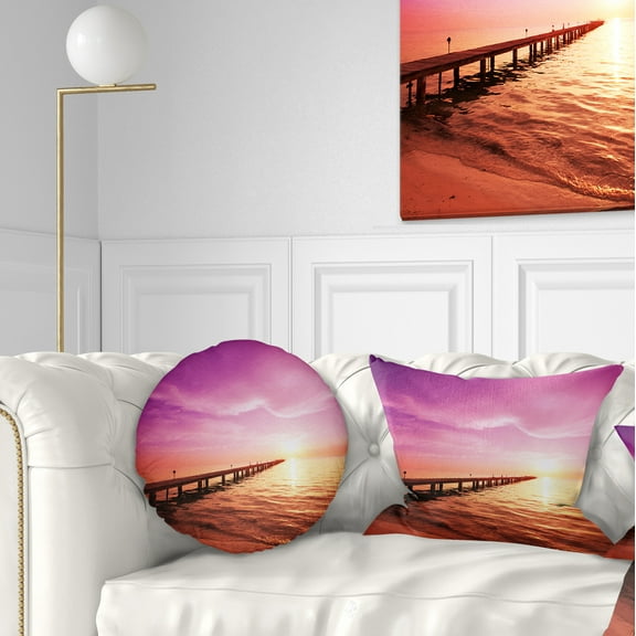 Designart 12" x 20" Pink and Orange Polyester Throw Pillow