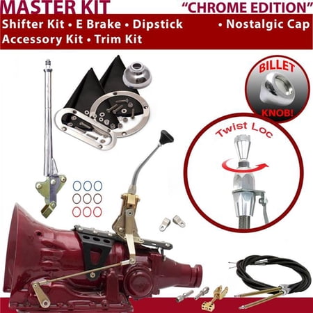 American Shifter TH400 Shifter Kit Chrome 8 in. E Brake Cable Clevis Trim Kit Dipstick for EDC06