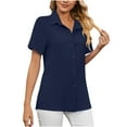 thumbnail image 5 of Otvok Womens Short Sleeve Buttons Easter Solid Color Loose Tops Blouse, 5 of 6