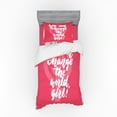 thumbnail image 2 of Ambesonne Saying Bedding Set 4 Pcs, Girl Change the World, Queen, Hot Pink Coral and White, 2 of 3