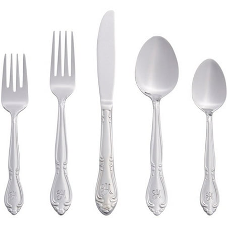 RiverRidge 46-Piece Monogrammed Flatware, Rose Pattern