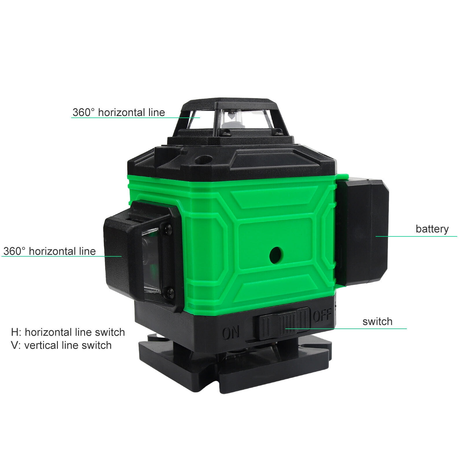 LineYDI 16 Lines 4D Laser Level 360° Self Leveling Rotary Cross Line Measure Batteries*2