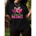 thumbnail image 1 of Women's Casual Fashion Black T-Shirt with Plaid and Leopard Heart Print, Short Sleeves, Round Neck - Polyester Blend, Machine Washable, 1 of 7