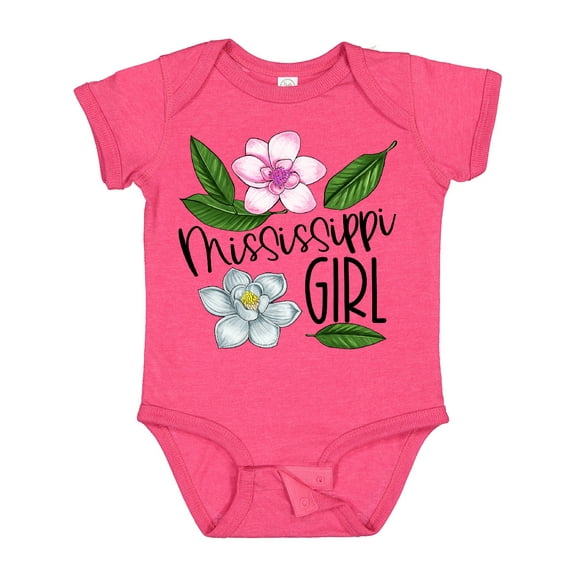 Inktastic Mississippi Girl Magnolia Flowers and Leaves Girls Baby Bodysuit