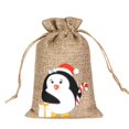 thumbnail image 1 of Bolsas de regalo de lino para Navidad, embalaje de joyería con cordón, estampado de Papá Noel, bolsa de dulces para fiesta, pulsera, 1 unidad, 1 of 4
