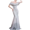 thumbnail image 2 of UPPADA Robes d'Invitée de Mariage pour Femmes à une Épaule Froncées Robe de Soirée Formelle Portefeuille Ourlet à Volants Robe Dos Nu Moulante Robe Maxi Taille Haute Robe de Fête Robe de Bal Robe de Cocktail Liquidation en Liquidation, 2 of 5