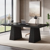 Tribesigns 63" Executive Desk, Modern Office Computer Desk with Double Pedestal, Large Simple Workstations Writing Table Conference Table for Home Office, Black