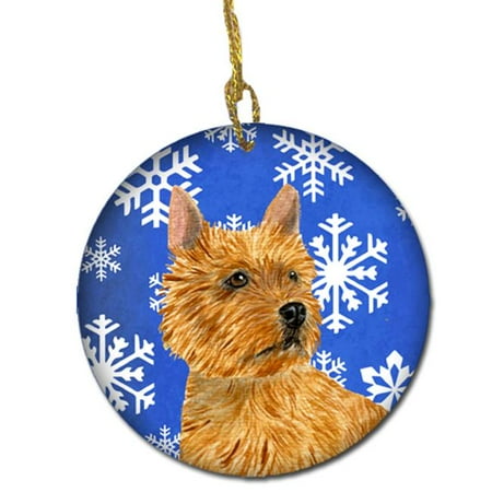 Norwich Terrier Winter Snowflakes Holiday Christmas Ceramic Ornament