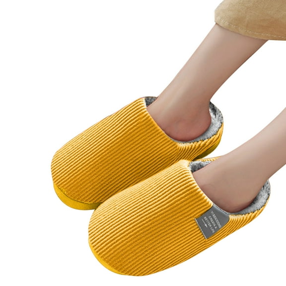 Aayomet Women's Slippers Flip Shoes for Womens Womens Warm Men Flop Plush Women's slipper (Yellow, 9)