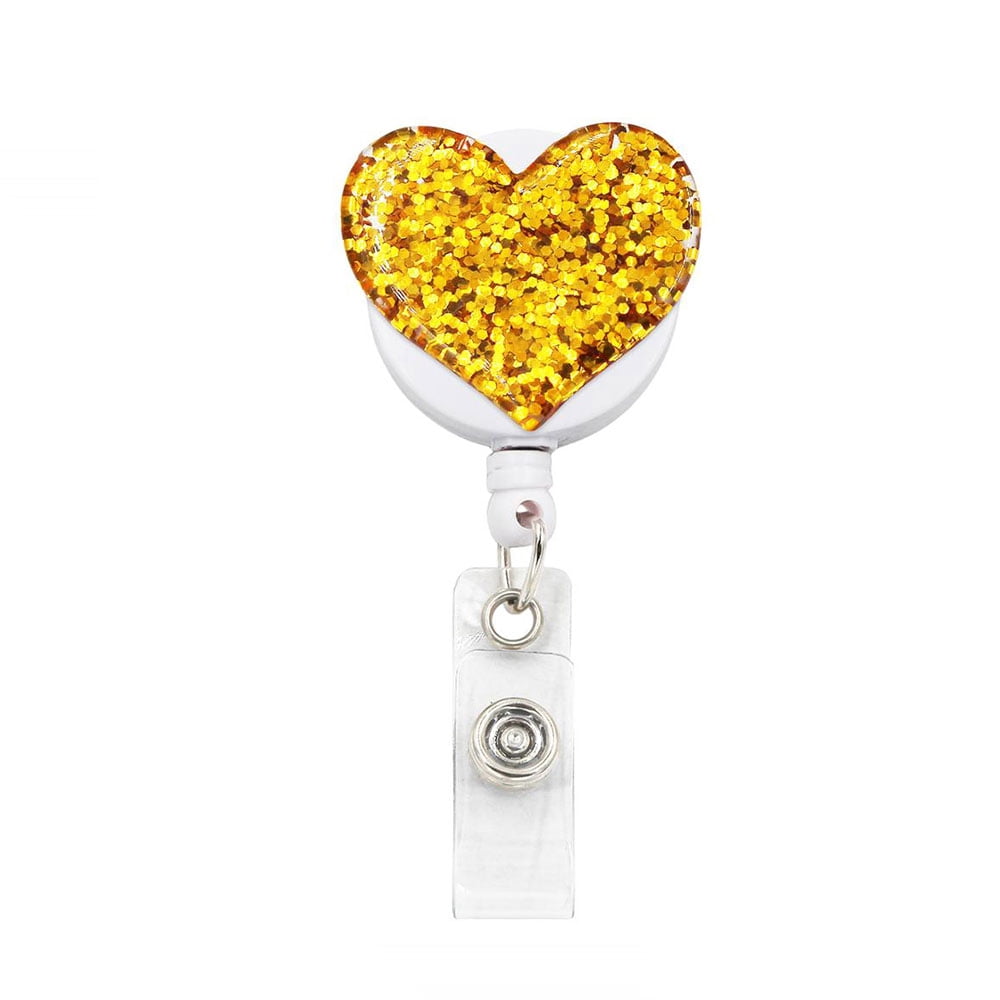 SagaSave Retractable Badge Holder Badge Clips ID Card Name Tags Keys Heart Shape 10 Color