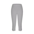 thumbnail image 4 of Yuwull Capri Pants for Women Summer Casual Cropped Pants Calf Length Beach Capris High Waist Elastic Waistband Capri Leggings Gray, 4 of 6
