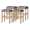 thumbnail image 1 of Carte: A La Carte Home  Harper Bar Stool Weathered Oak Wood w/ Grey Vegan Leather, Set of 4, 1 of 6