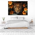 thumbnail image 4 of Mudket Wild Leopard with Orange Jungle Flowers Framed Canvas Wall Art, Botanical Jungle Animal Print Room Decor for Living Room, Office, Bedroom, Ready to Hang-40"L x 28"W, 4 of 10