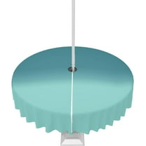 Outdoor Tablecloth Teal Ombre Round Patio Tablecloths 60 Inch, Waterproof Outside Table Cloths with Umbrella Hole and Zipper, Turquoise Summer Table Cover for Outdoor Tables Garden