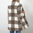 thumbnail image 2 of Hinvhai Womens Winter Coats Warm Plush Hooded Jackets Button Cardigan Trendy Plaid Fleece Fuzzy Outerwear Brown L(L), 2 of 9