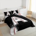 thumbnail image 3 of Manfei Baseball Sport Bedding Comforter Set 2pcs for Kids Teens, Black White Twin Comforter Sets, Monogrammed Letter A Bedding Set, Lightweight Room Decor, 3 of 8