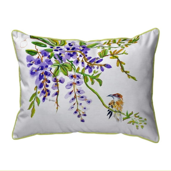 Betsy Drake Interiors Wisteria & Bird Small Indoor/Outdoor Pillow 11x14