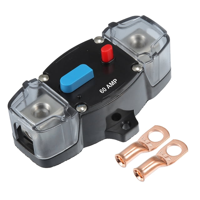 1 Juego de disyuntor de 60A con interruptor de reinicio Manual, inversor de portafusibles de 12V-48V CC con Terminal de batería de 2 uds para barco marino automotriz RV