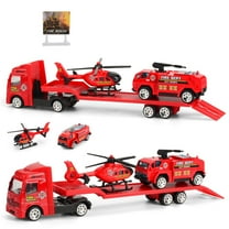 HAMPPLIES 1Pcs Pull Back Cars Toys Fire Fighting Tow Truck Red Alloy Project Car Toy for Kids 11.6x1.4x2.2in