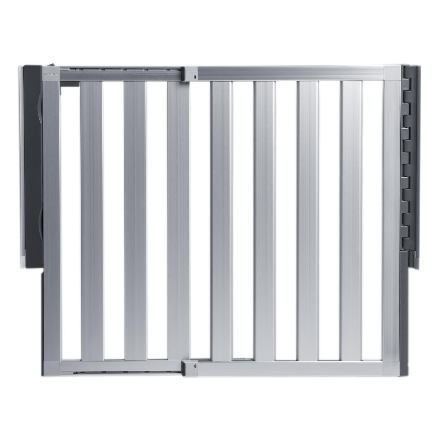 Munchkin Loft Barrière pour bébé montée sur quincaillerie pour escaliers, couloirs et portes, s'étend de 26,5" à 40" de large, aluminium argenté