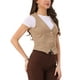 thumbnail image 4 of Chaleco de mezclilla sin mangas para mujer INSPIRE CHIC, con cuello en V y botones, casual, talla L, color caqui, 4 of 6