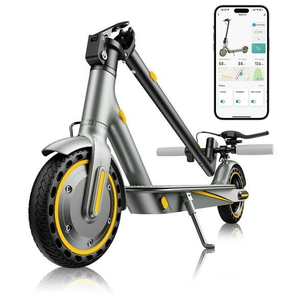 HiQiS Electric Scooter for Adults, Up to 19 MPH, 21 Miles Ranges, 350W Motor E-Scooter with 8.5" Tires, Foldable Escooter with Dual Braking and APP Control, UL Certified