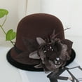 thumbnail image 3 of ZHENHONG Bucket Hats for Women Floral Round Top Basin Hat Elegant Small Party Hat Casual Solid Color Headwear Coffee, 3 of 3
