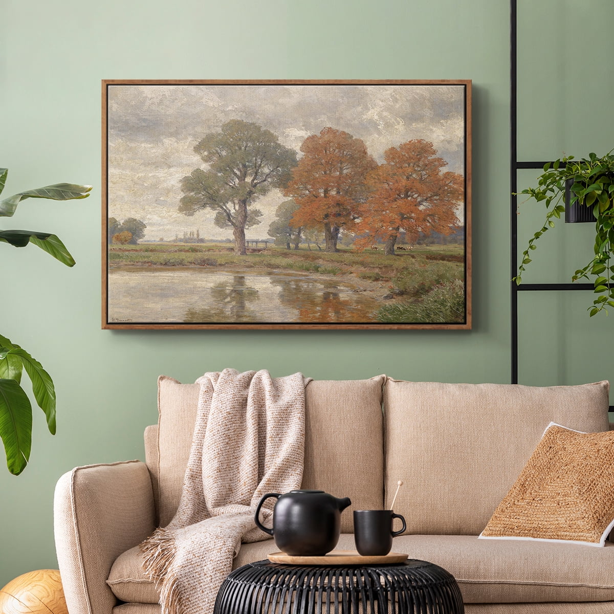 Vintage Landscape-CCCLIV By Wexford Home Framed in Walnut Wood Gallery Wrapped Canvas 17 in. x 25 in.