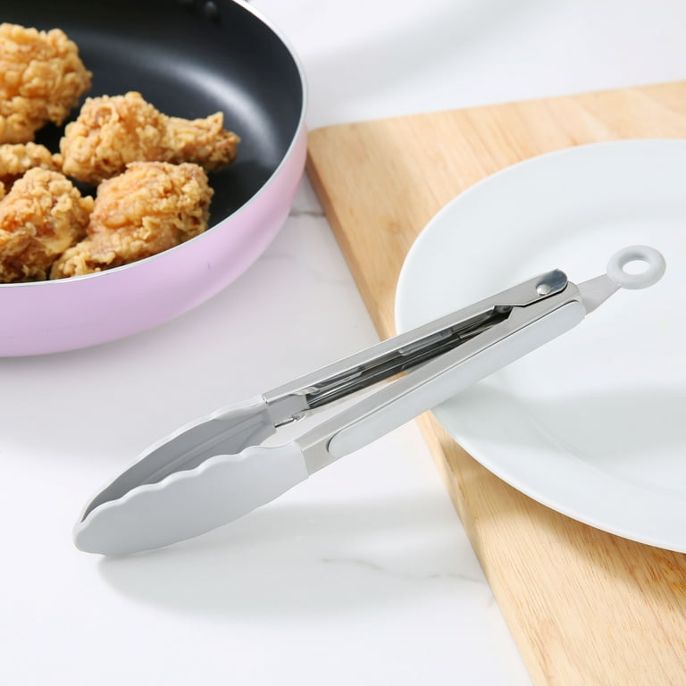Mainstays 9-inch stainless steel and silicone locking tongs with