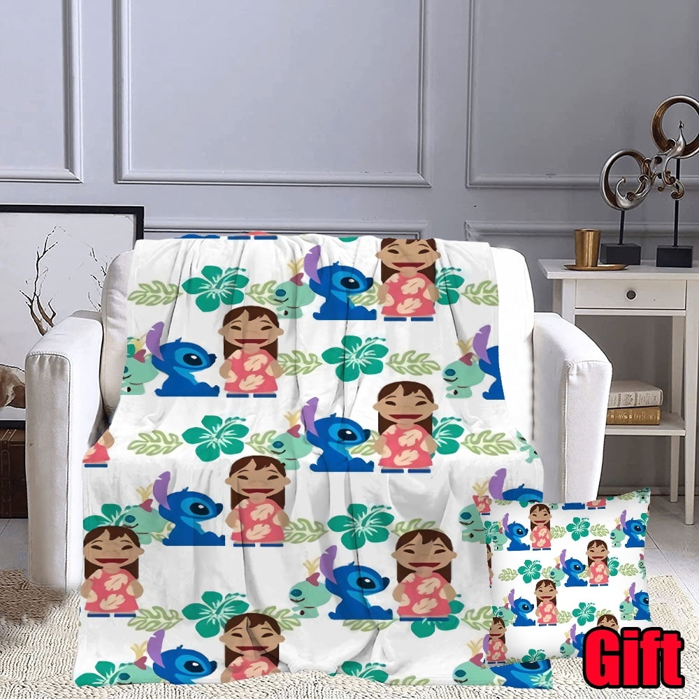 Disney Lilo & Stitch Blankets With Pillow Cover Outing Travel Blankets For Bedding Couch Living
