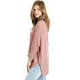 thumbnail image 2 of Lana Roux Women's Juniors Oversize Knit V-Neck Sweater Top (Blush, M/L), 2 of 3