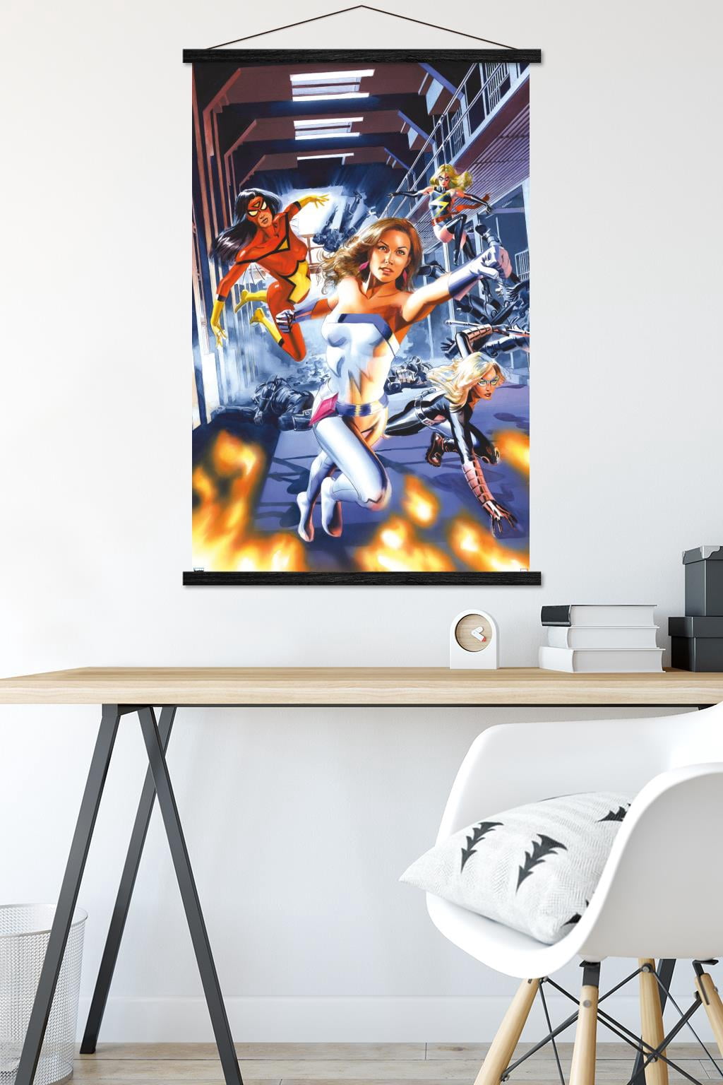 Marvel Comics - Spider Woman - New Avengers Annual #3 Wall Poster with Wooden Magnetic Frame, 22.375" x 34"