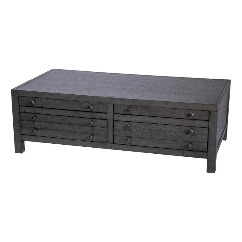 Rustic Gray Wood Coffee Table with Storage Drawers