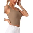 thumbnail image 4 of INSPIRE CHIC Mother's Day Women's Ribbed Tank Top with Built-In Bra Slim Fit Square Neck Undershirt S Light Brown, 4 of 5
