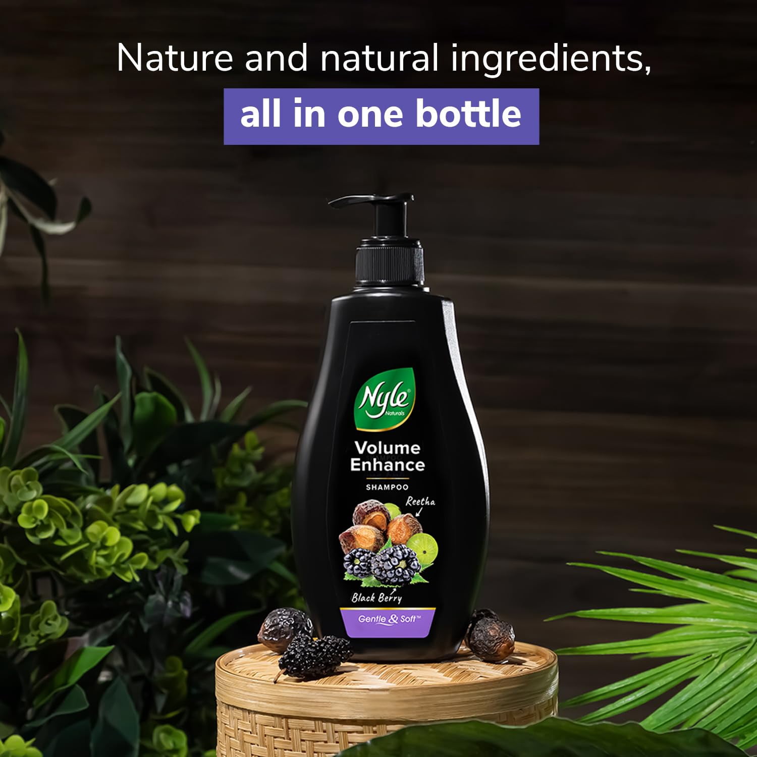 Nyle Naturals Volume Enhance Shampoo, With Blackberry, Reetha And