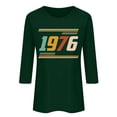 thumbnail image 4 of Women's Crew Neck T Shirts 3/4 Length Sleeve 1976 Graphic Print Pullover Tops Casual Vintage Comfy Tees (XL, Green), 4 of 4