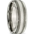 thumbnail image 4 of Titanium/Ss Titanium Polished With Sterling Silver Inlay Stone Finish Center Grooved Band (Size 8) Made In China tb83-8, 4 of 5