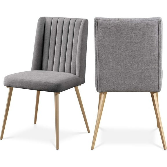 Meridian Furniture Eleanor Gray Linen Dining Chair with Gold Legs (Set of 2)