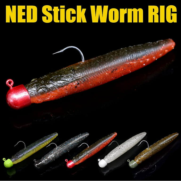 Ned-Rig-Kit-Finesse-Baits-Soft-Plastic-Worms-Fising-Lure for Bass Stick  Swimbait Minnow Crawfish Lures Shroom Ned Jig Head Kit 