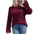 thumbnail image 2 of AOOCHASLIY 2023 Womens Sweater Women Casual Comfortable Fashion Solid Pullover Long Sleeve Round-Neck Sweater, 2 of 5