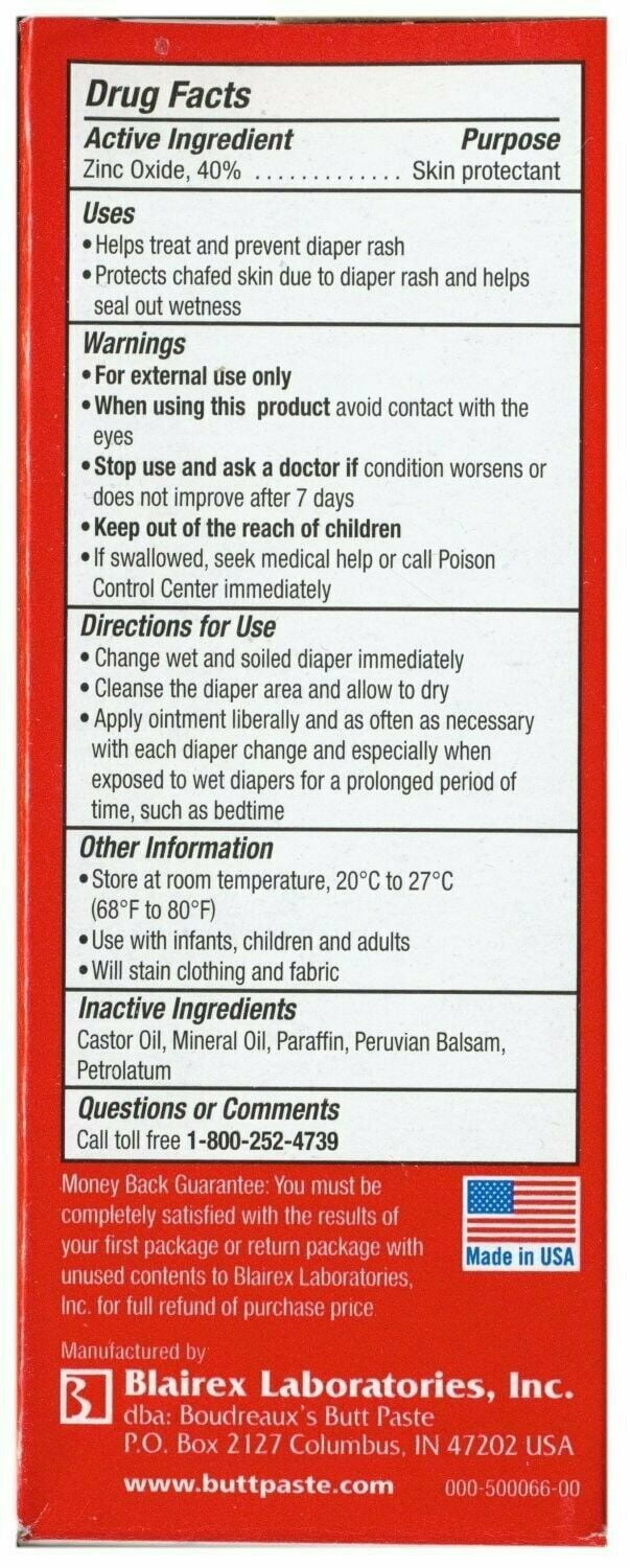 Boudreaux's Butt Paste Maximum Strength Diaper Rash Ointment, 2 Oz Tube, 3-Pack