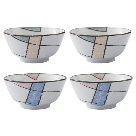 

4pcs Ceramic Bowls Classical Soup Containers Kitchen Tableware Rice Bowls
