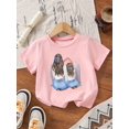 thumbnail image 1 of Camiseta con estampado de madre e hija en forma de corazón - Algodón suave y elástico, cuello redondo, manga corta, ideal para el Día de la Madre, ropa informal | Diseño divertido | Talla S, 1 of 7