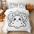 thumbnail image 2 of Erosebridal Kawaii Bow Ghost Twin Quilt Set, Halloween Themed Twin Coverlet Set for Boys Girls, Black White, 2-Piece 1 Bedspread and 1 Pillowcase, 2 of 7