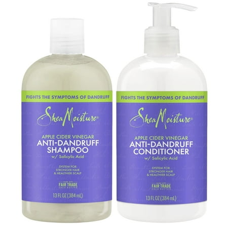 SheaMoisture Anti Dandruff Shampoo and Conditioner Set with Salicylic Acid, System Apple Cider Vinegar 12 Oz Ea