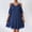 Blue, variant on Casual Dresses for Women Oversized Solid Color V-Neck Mid-Length Dress Chiffon Slim Fit Short Sleeve Sundresses