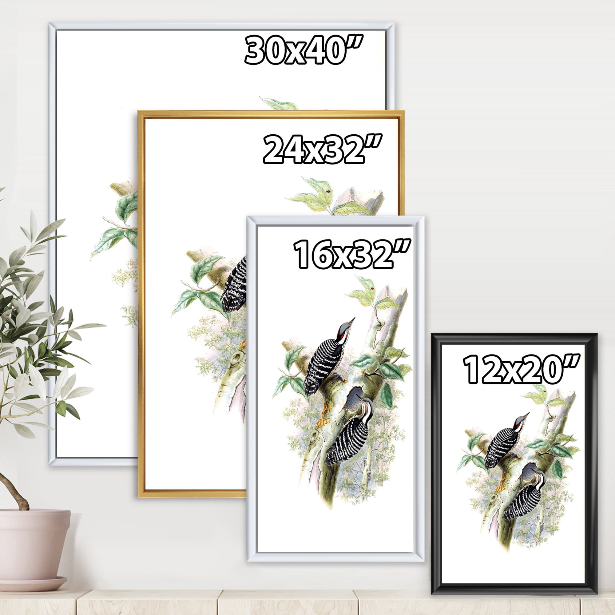 Ancient Birds In The Wild V 30 in x 40 in Framed Painting Canvas Art Print, by Designart