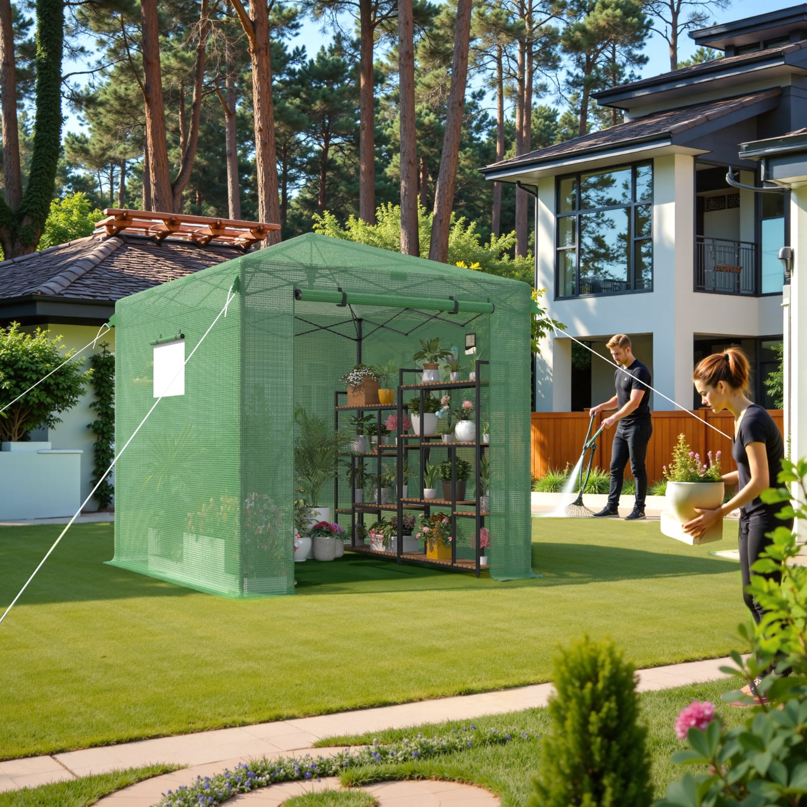 6 ft. W x 8 ft. D Pop Up Green House for Outdoors, Portable Greenhouses, Walk-in Greenhouses, Popup Greenhouse Kit, Easy Set Up