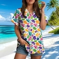 thumbnail image 7 of larppty Womens Hawaiian Button Down Shirts Short Sleeve Casual Floral Tropical Shirt Summer Beach Shirt Cool Button Up Tops（Light Purple， L）, 7 of 7